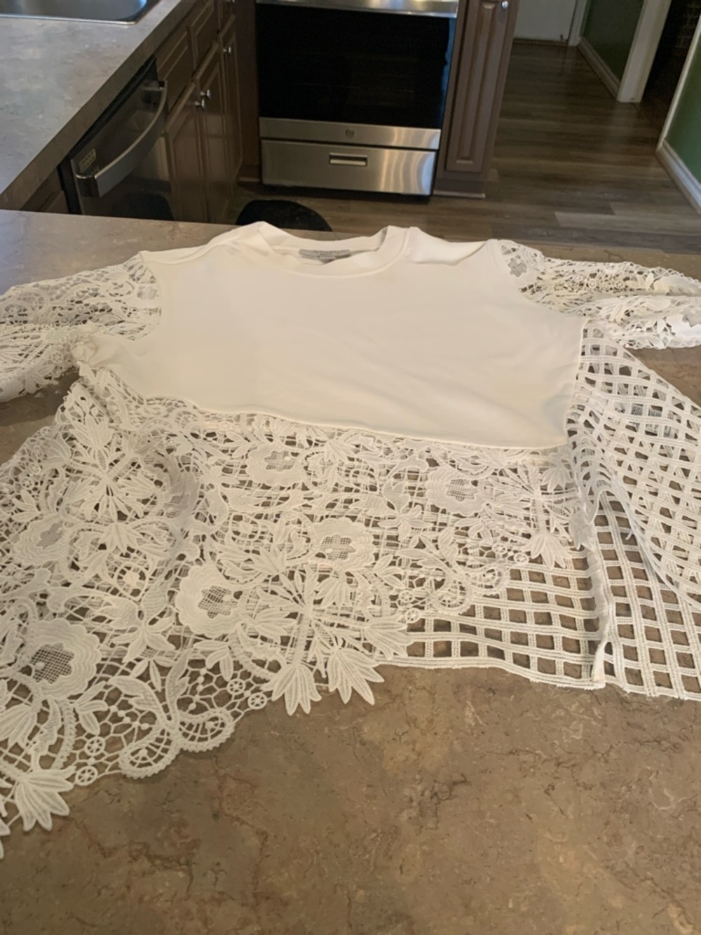 All Saints White Lace Mixed-Media Tunic